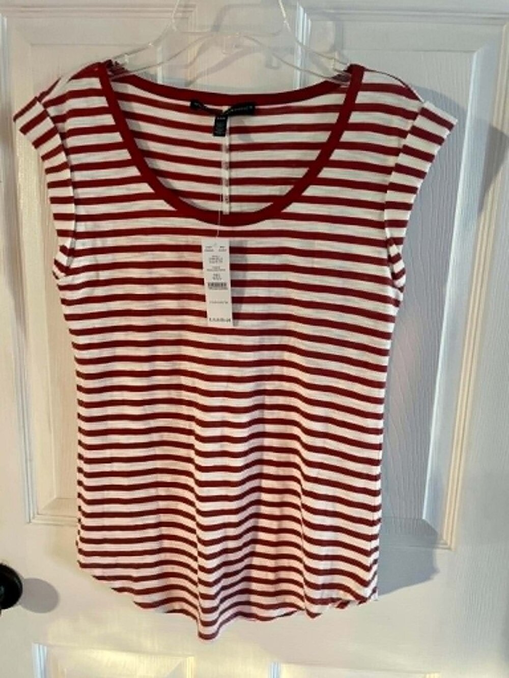 WHBM White House Black Market Red Striped Short Sleeved Shirt XXS New NWT